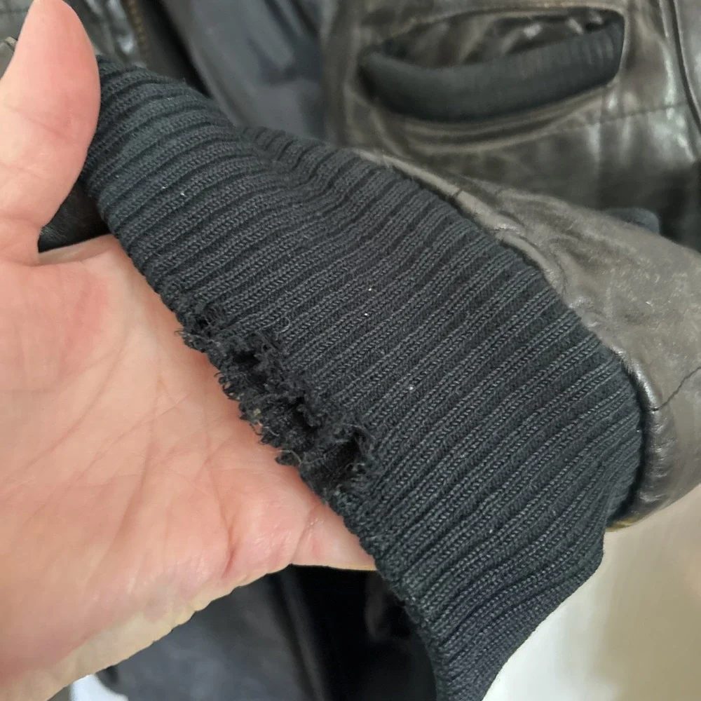Mens Vintage 80's Reliable Sportswear Large Black Quilted Leather Jacket Flight